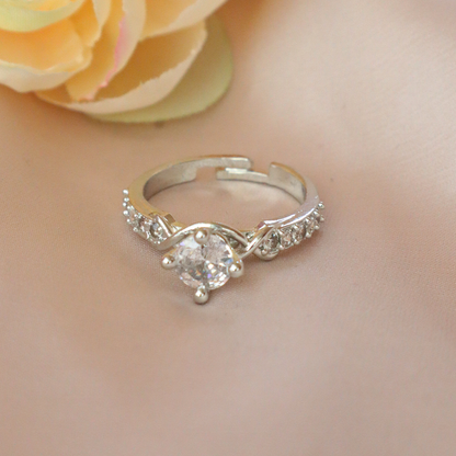 Elegant Infinity-Curve Solitaire American Diamond Ring
