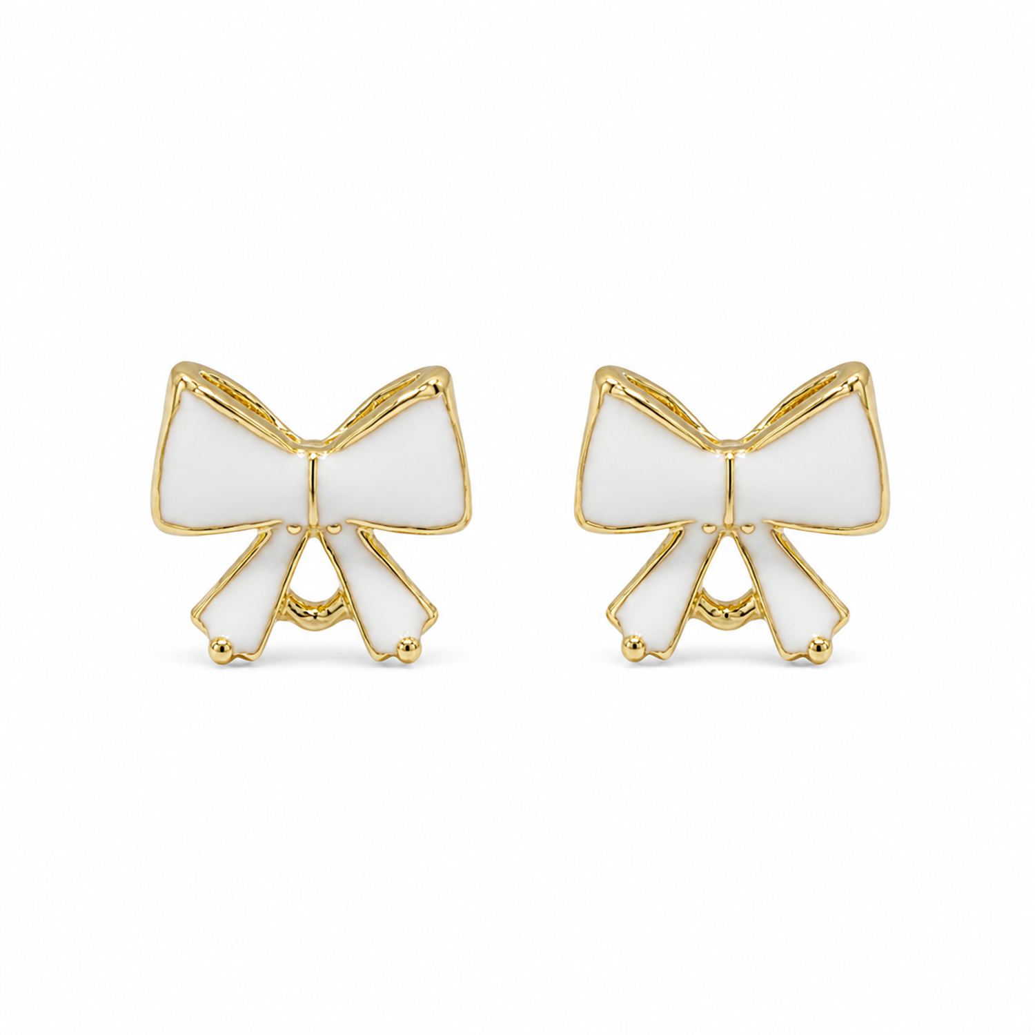 Minimalist Kity White Enamel Bow Earrings For Girls & Women