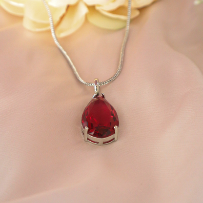 Ruby Glow American Diamond Pendant Set