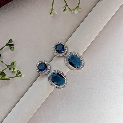 American Diamond Sapphire Glow Pendant Set