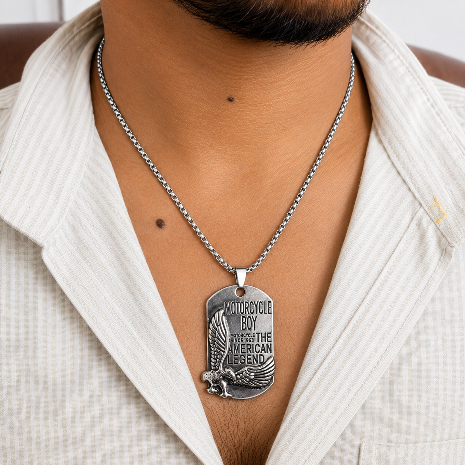 Stylish Eagle The Motorcycle Boy Pendant With Chain For Men & Boys