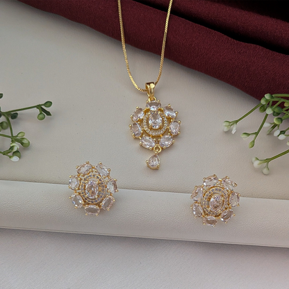 American Diamond Crystal Grace Pendant Set