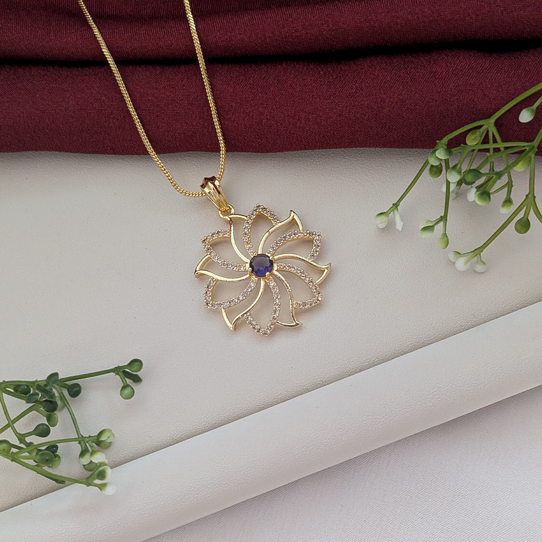 American Diamond Sparkle Petal Pendant Set