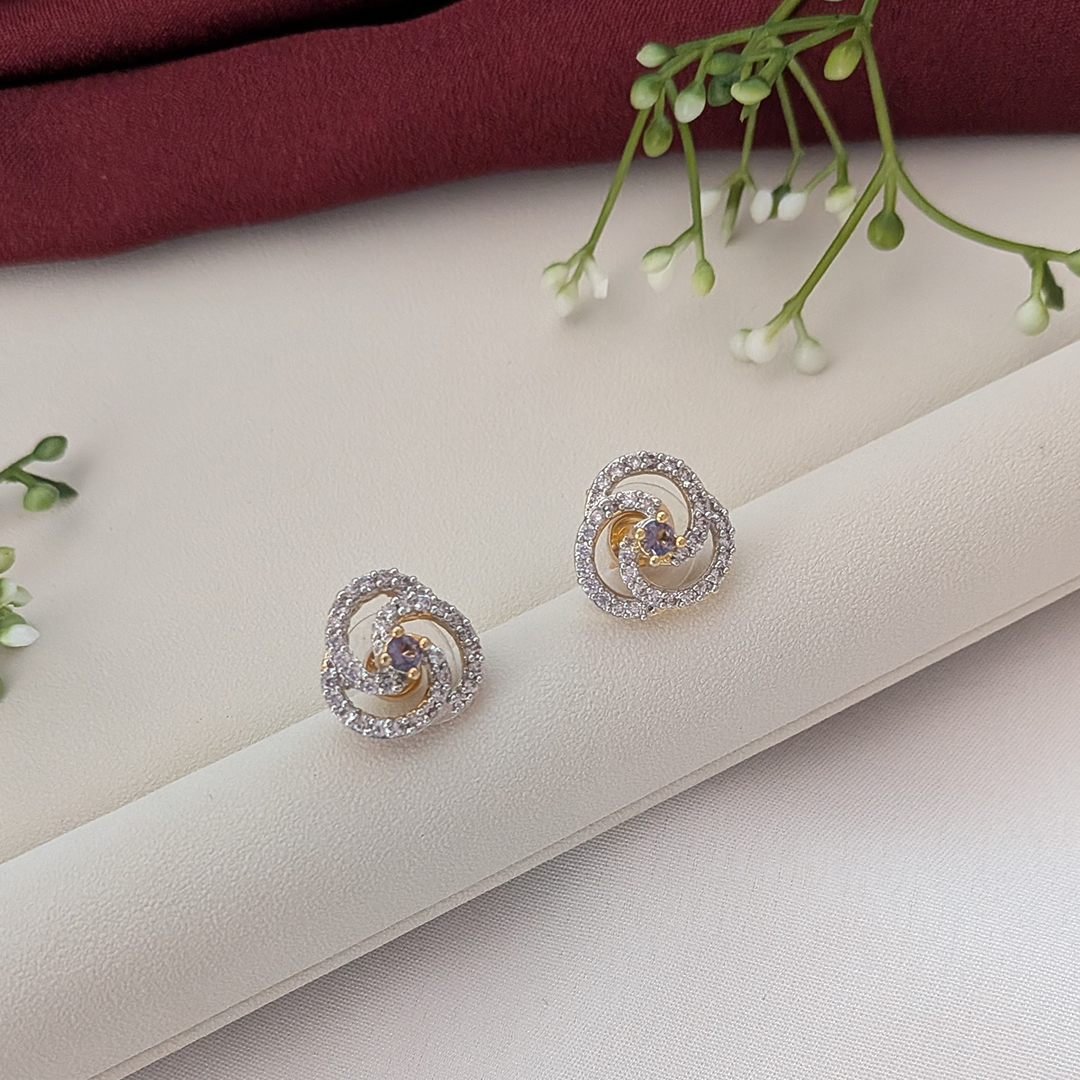 Spiral Bloom Pendant Set with American Diamonds