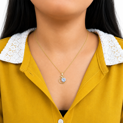AD Stone Apple Cut Pendant Necklace for Women