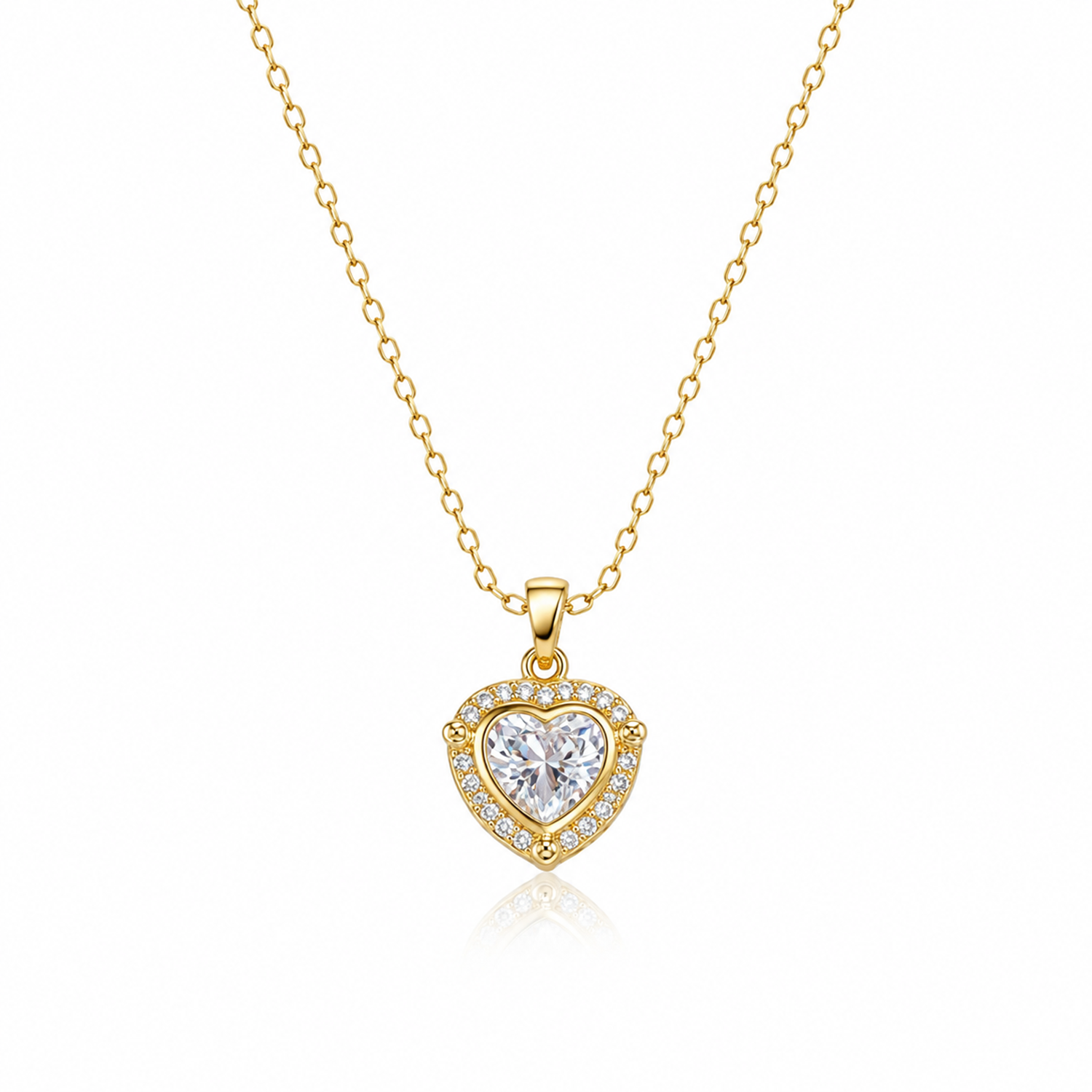 Heart AD Stone Pendant Necklace with Chain for Women & Girls