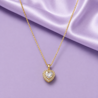 Heart AD Stone Pendant Necklace with Chain for Women & Girls