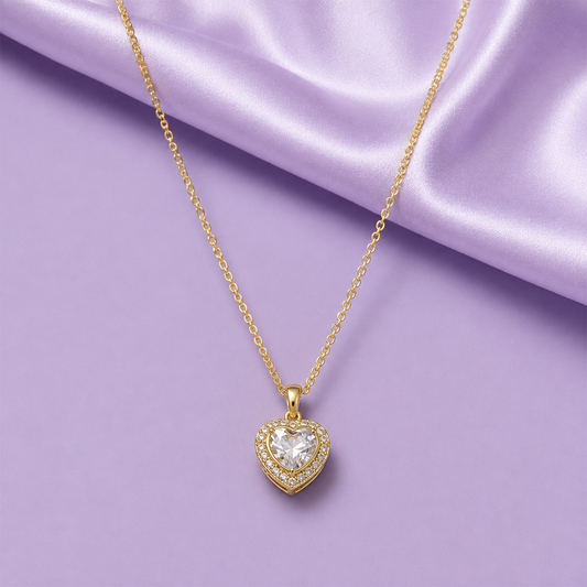 Heart AD Stone Pendant Necklace with Chain for Women & Girls