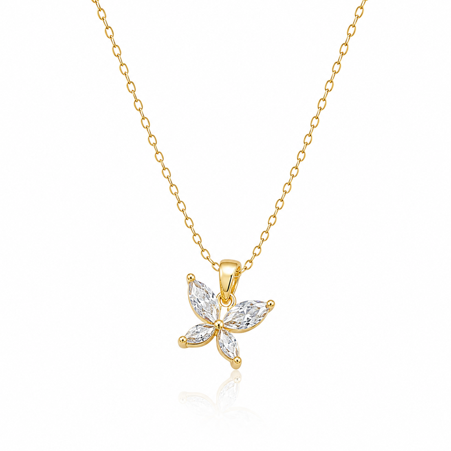 Butterfly Design with AD Stone Pendant Necklace with Chain for Women & Girls