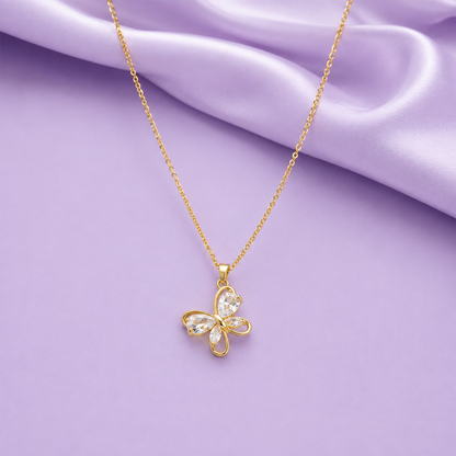 Butterfly Cut CZ Stone Pendant Necklace for Girls & Women