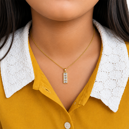 AD Stone Baguette Cut Pendant Necklace for Women & Girls