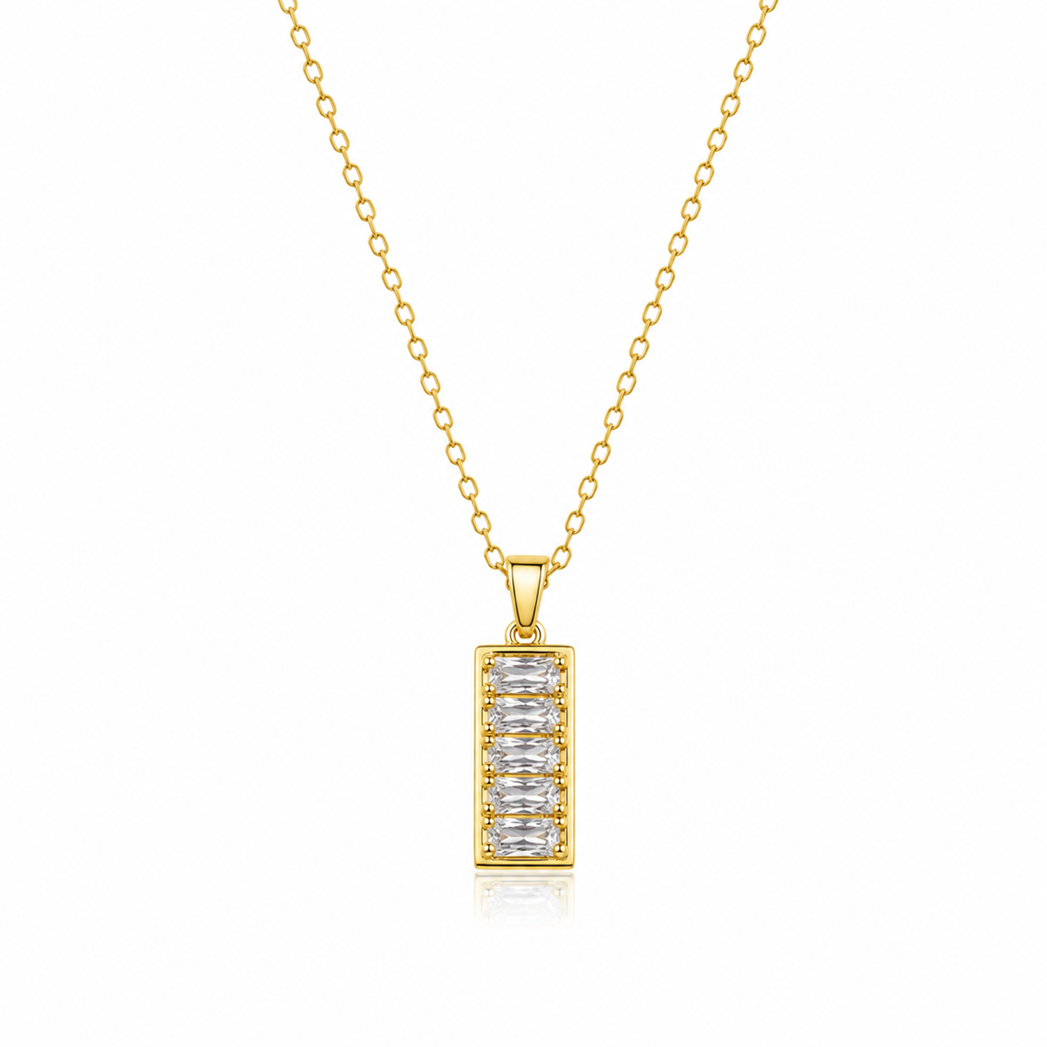 AD Stone Baguette Cut Pendant Necklace for Women & Girls