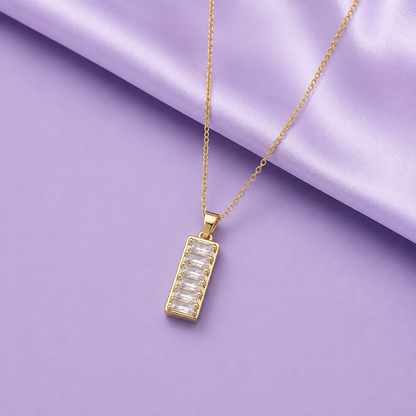AD Stone Baguette Cut Pendant Necklace for Women & Girls