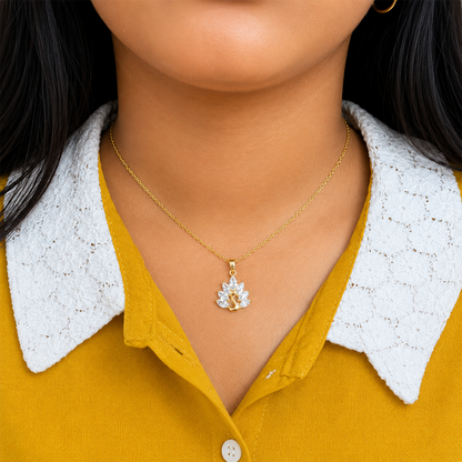 Elegant AD Stone Swan Floral Pendant Necklace for Women