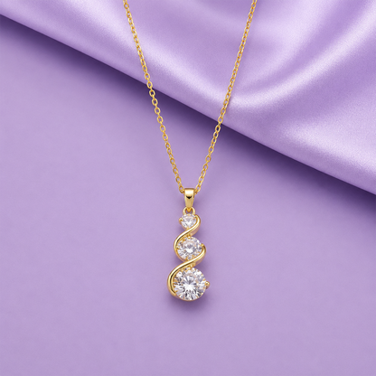 AD Stone Three-Stone Pendant Necklace for Women & Girls
