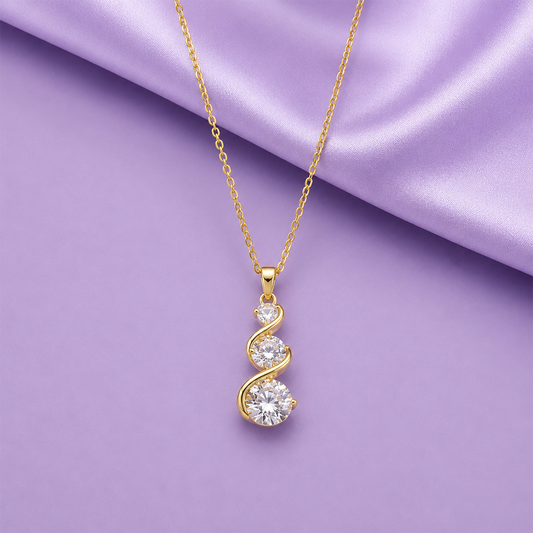 AD Stone Three-Stone Pendant Necklace for Women & Girls