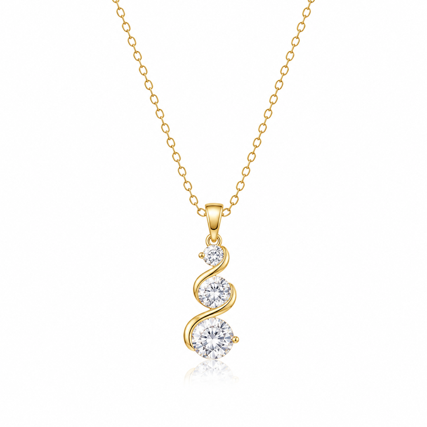 AD Stone Three-Stone Pendant Necklace for Women & Girls