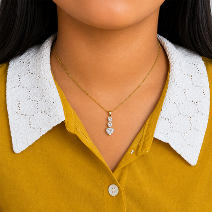 AD Stone Three Heart Crystal Pendant for Women