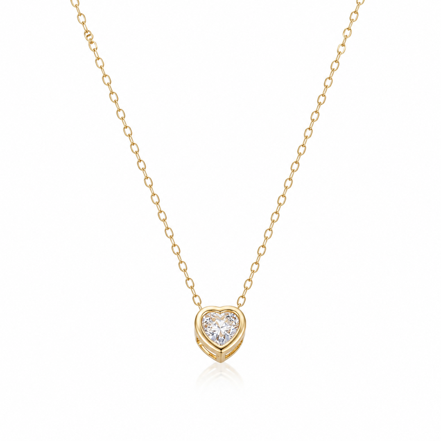 AD Stone 3D Heart Shape Pendant Necklace with Chain for Women & Girls
