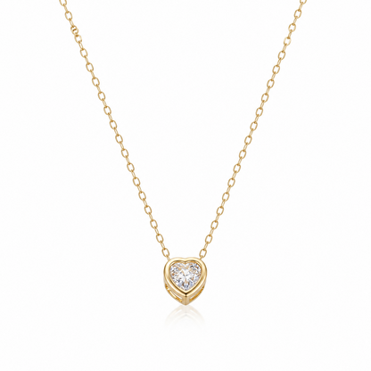 AD Stone 3D Heart Shape Pendant Necklace with Chain for Women & Girls