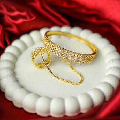 Elegant Five Line AD (American Diamond) Finger Ring Bracelet for Girls & Women