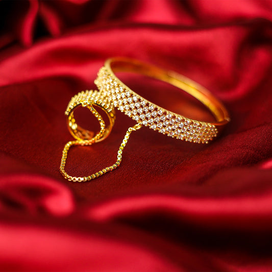 Elegant Five Line AD (American Diamond) Finger Ring Bracelet for Girls & Women