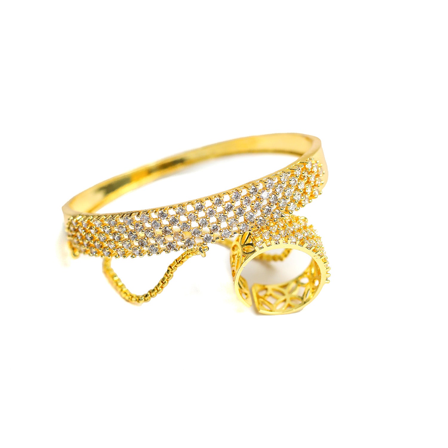 Elegant Five Line AD (American Diamond) Finger Ring Bracelet for Girls & Women