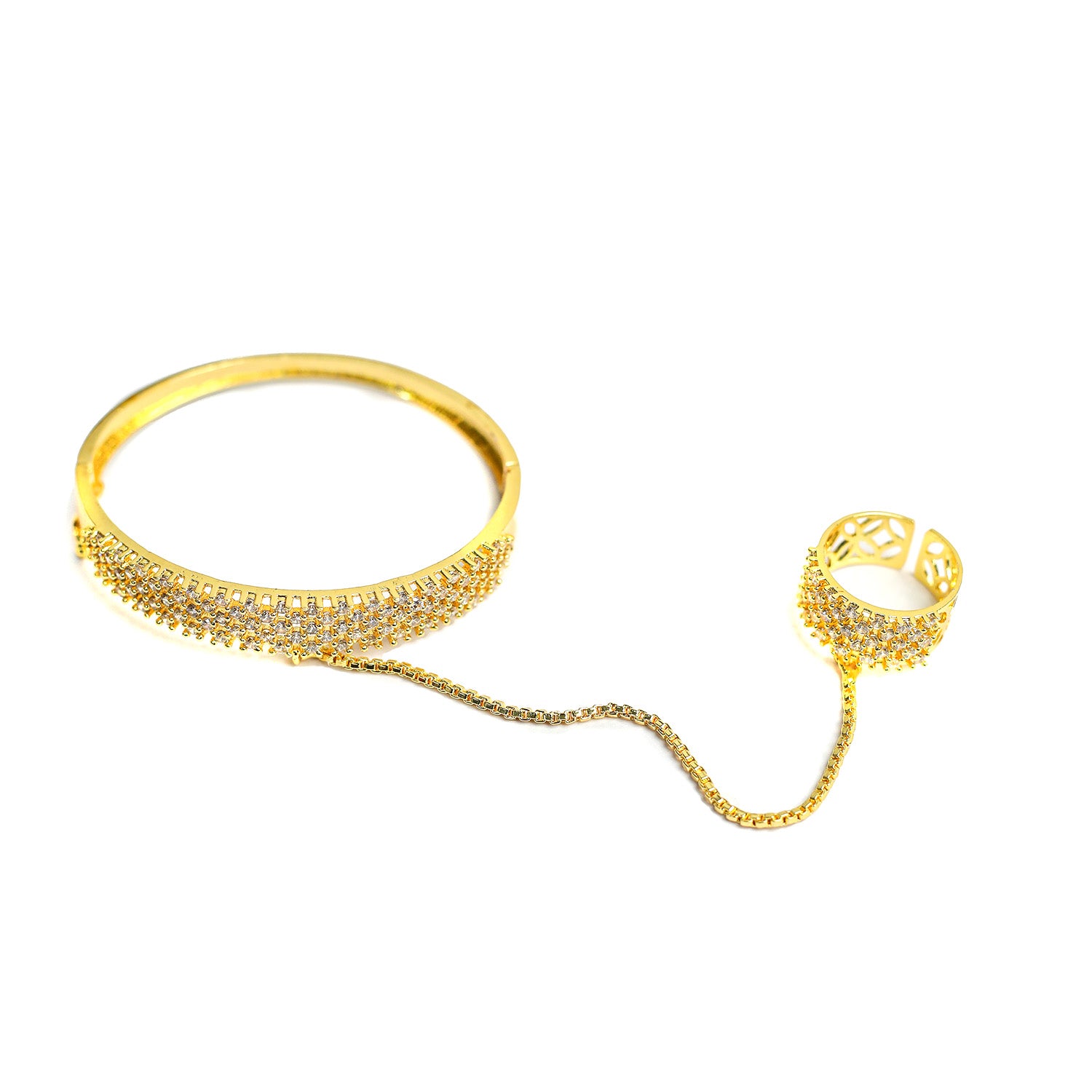 Elegant Five Line AD (American Diamond) Finger Ring Bracelet for Girls & Women