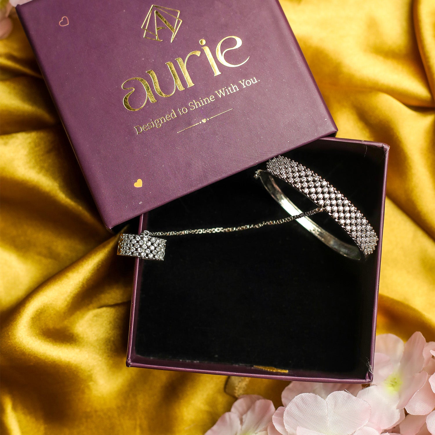 Elegant Five Line AD (American Diamond) Finger Ring Bracelet for Girls & Women
