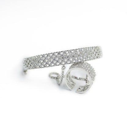 Elegant Five Line AD (American Diamond) Finger Ring Bracelet for Girls & Women