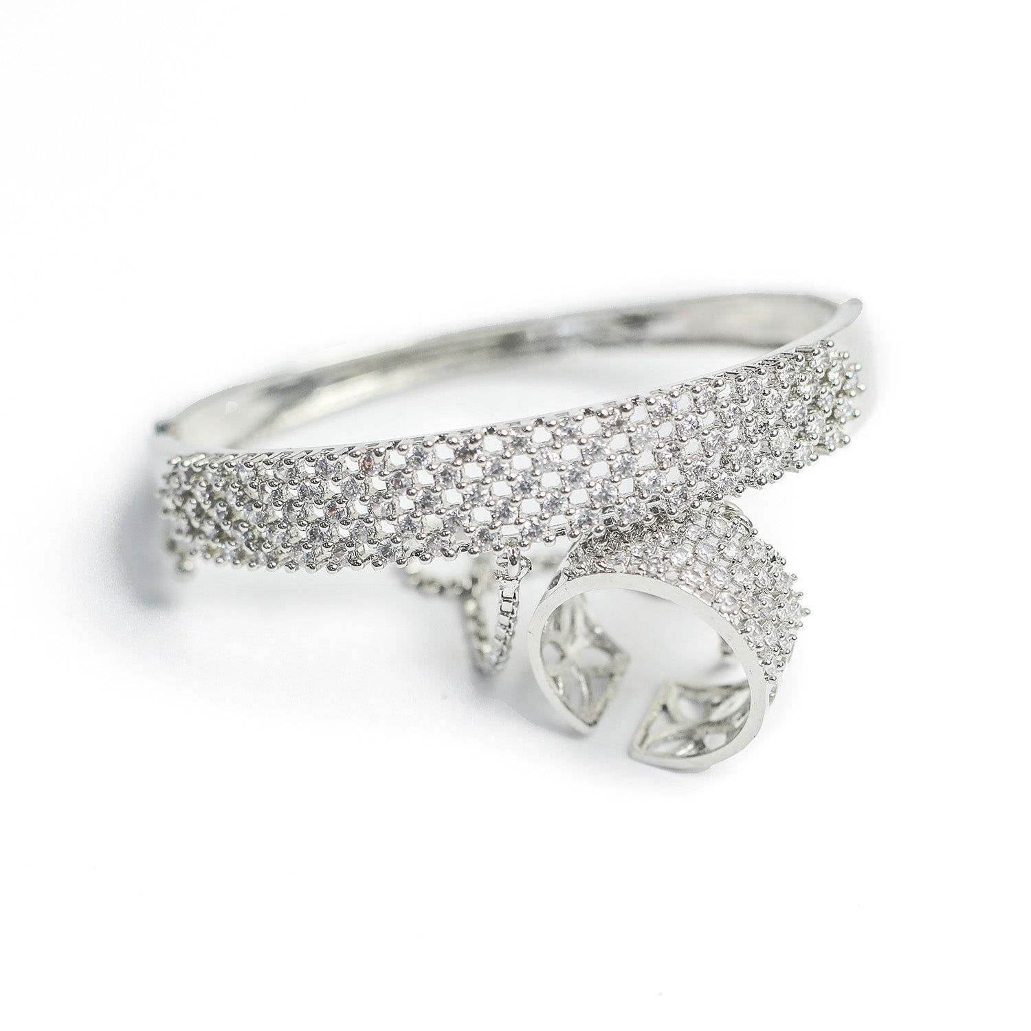 Elegant Five Line AD (American Diamond) Finger Ring Bracelet for Girls & Women
