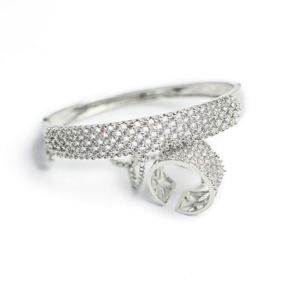 Elegant Five Line AD (American Diamond) Finger Ring Bracelet for Girls & Women