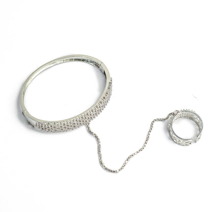 Elegant Five Line AD (American Diamond) Finger Ring Bracelet for Girls & Women