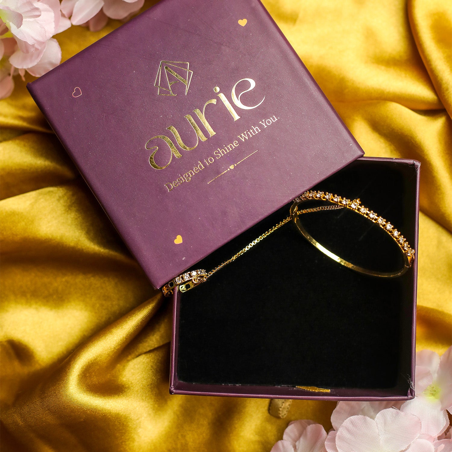 Elegant Single Line AD (American Diamond) Finger Ring Bracelet for Girls & Women