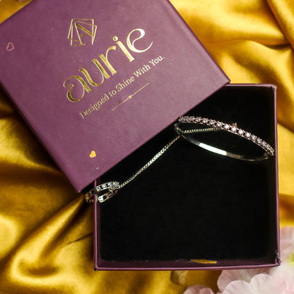 Elegant Single Line AD (American Diamond) Finger Ring Bracelet for Girls & Women