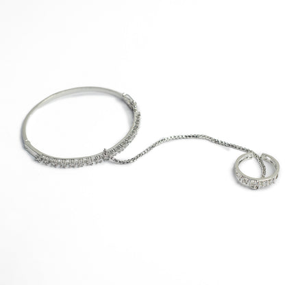 Elegant Single Line AD (American Diamond) Finger Ring Bracelet for Girls & Women