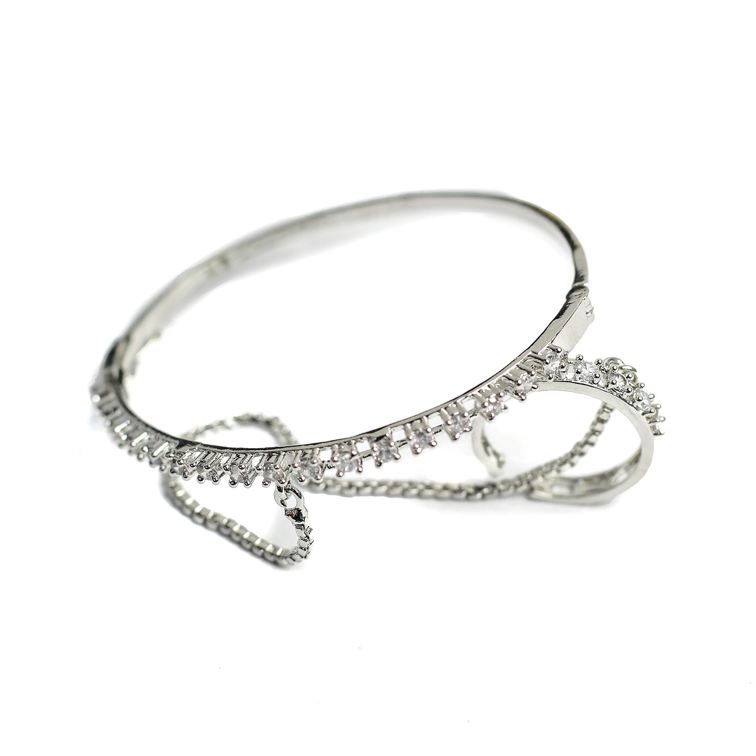 Elegant Single Line AD (American Diamond) Finger Ring Bracelet for Girls & Women