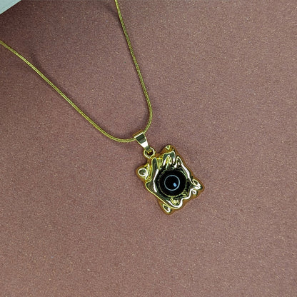 Gold Finish Gem Abstract Design Pendant For Women & Girls