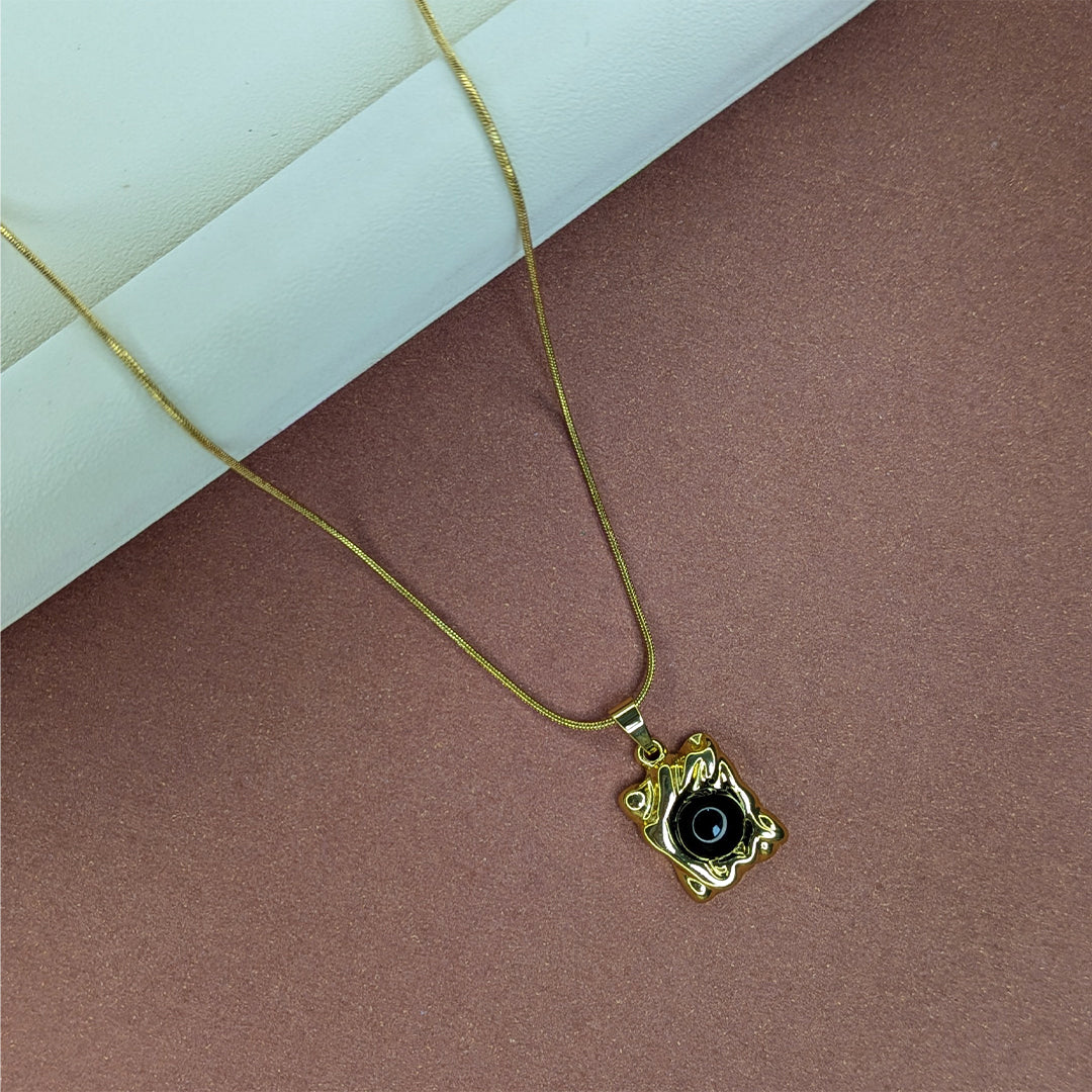 Gold Finish Gem Abstract Design Pendant For Women & Girls