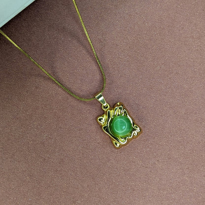 Gold Finish Gem Abstract Design Pendant For Women & Girls