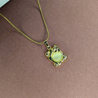 Gold Finish Gem Abstract Design Pendant For Women & Girls