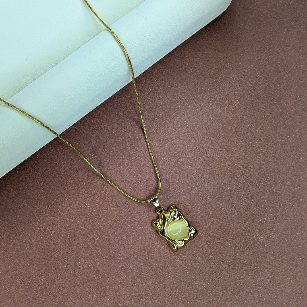 Gold Finish Gem Abstract Design Pendant For Women & Girls