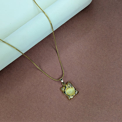 Gold Finish Gem Abstract Design Pendant For Women & Girls