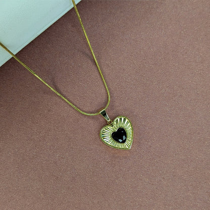Gold Finish Heart Charm Stone Pendant For Girls & Women