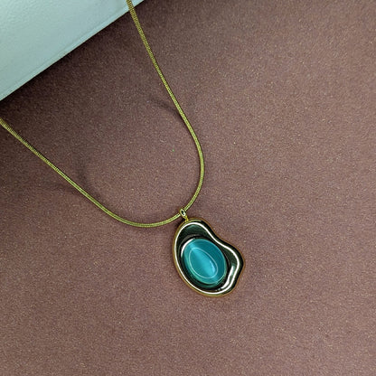 Gold Finish Irregular Enamel Accents Pendant For Girls & Women