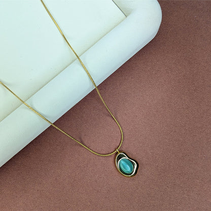 Gold Finish Irregular Enamel Accents Pendant For Girls & Women