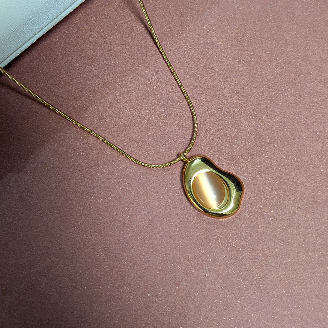Gold Finish Irregular Enamel Accents Pendant For Girls & Women