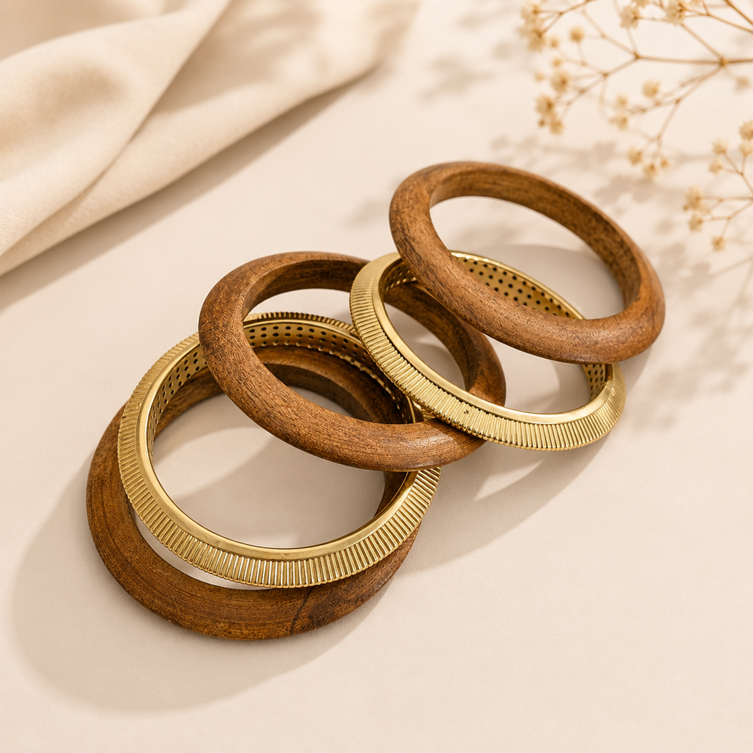 Fusion Brown & Gold-Toned Ethnic Bangle Set for Girls & Women's