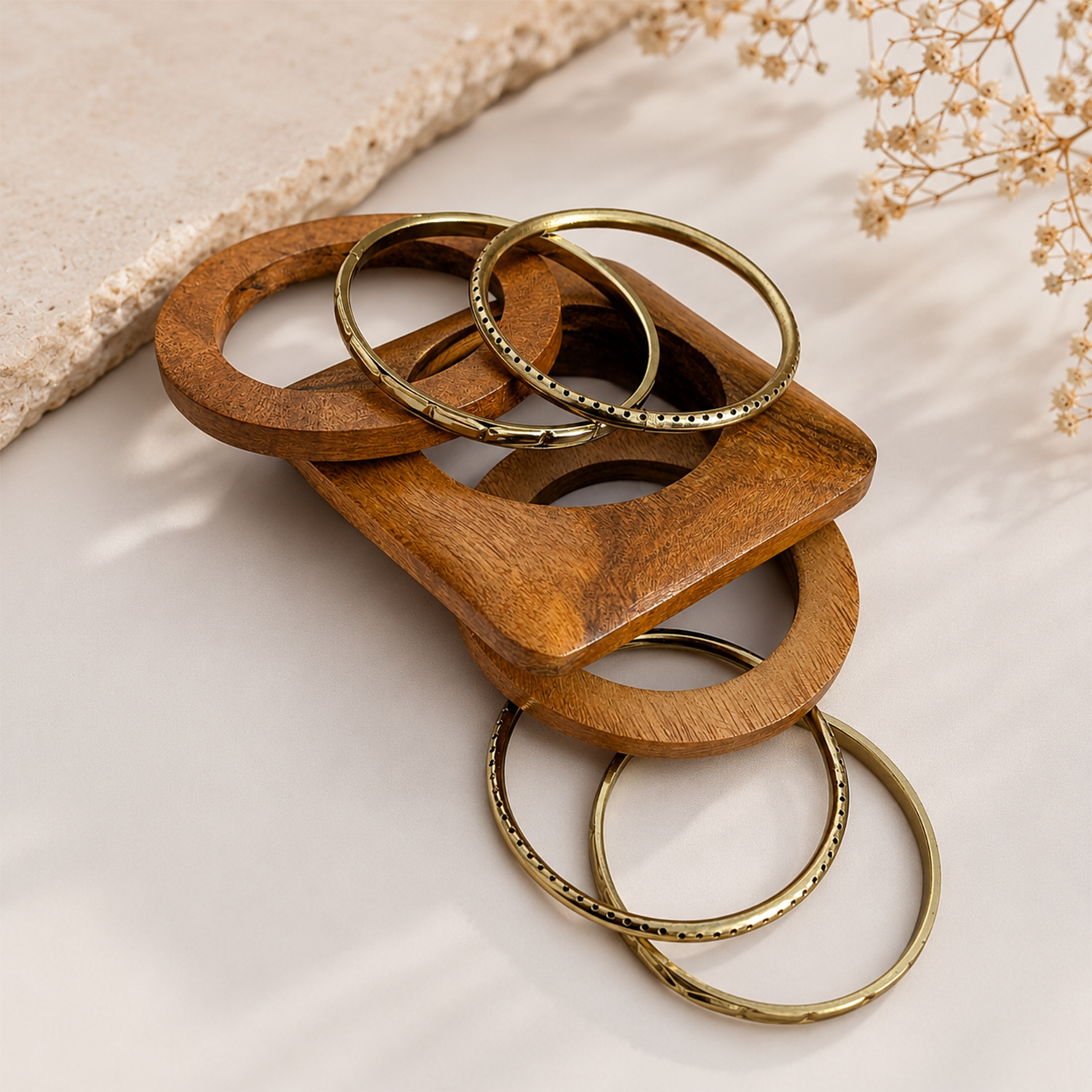 Blocks Geometric Mixed Shapes Ethnic Bangle Set for Girls & Women's