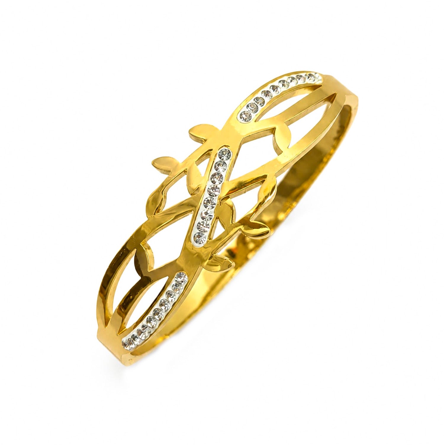 Bazel Leaf Design Ad Stone Bracelet for Girls & Women